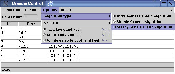 BreederControl for Knapsack Problem